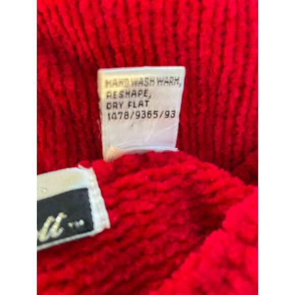 Red Cable Knit Pullover Sweater Size Large 100% Acrylic Long Sleeves Dana Scott - Picture 9 of 9